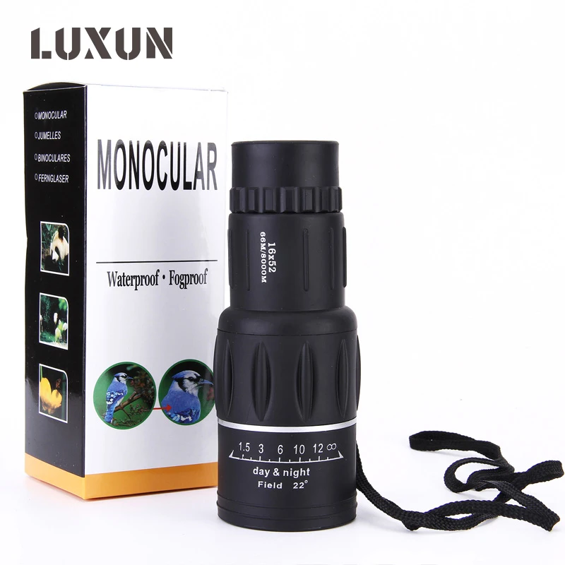 Водонепроницаемый монокулярный телескоп LUXUN 16X52 HD наружный для кемпинга охоты