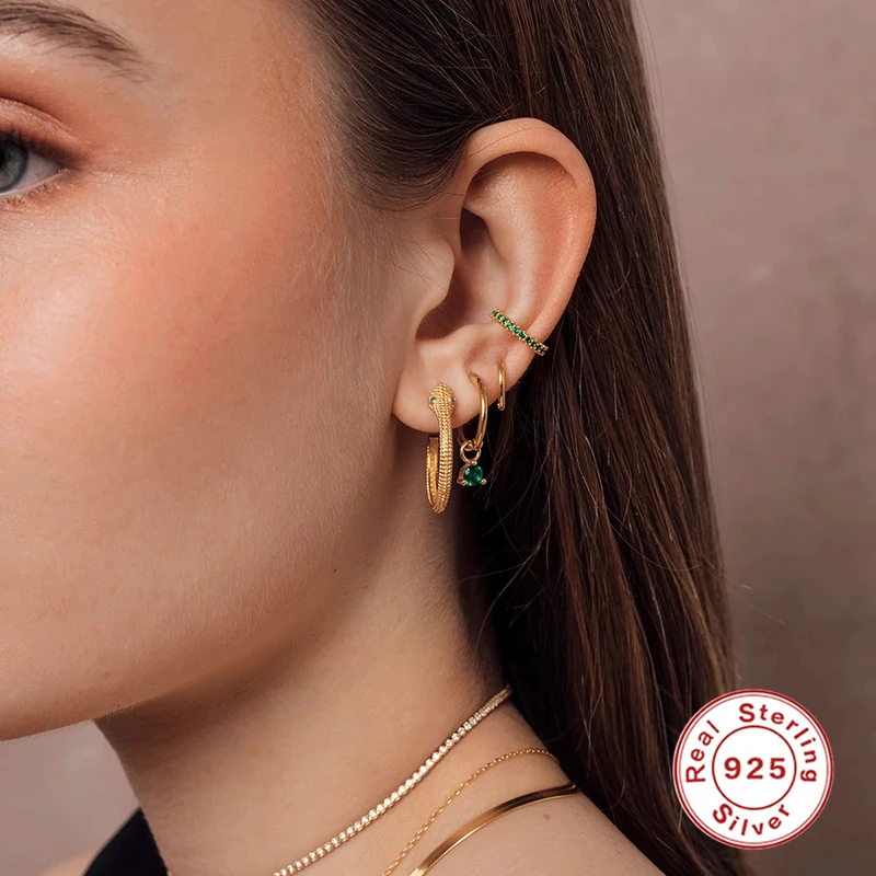 ROXI сексуальные серьги-гвоздики в виде змеи с зелеными глазами питона для женщин