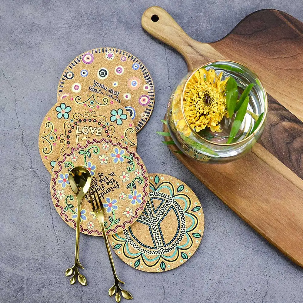 Творческий Co4pcs набор подстаканников винтажный с буквенным принтом круглый