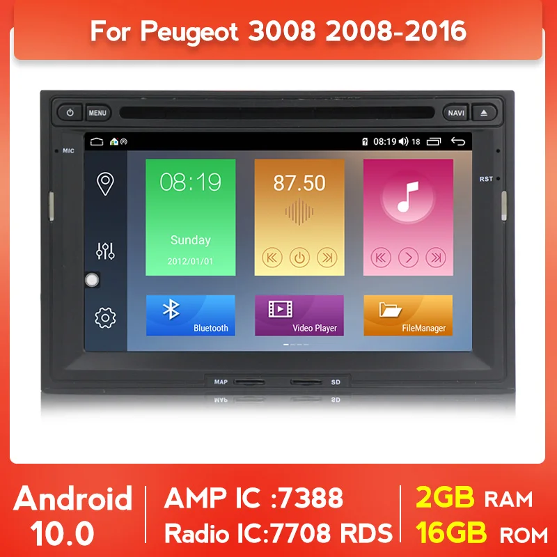 Автомобильный DVD плеер 2 Din для Peugeot 3008 5008 Partner 2010 2016 WIFI GPS навигация bluetooth FM