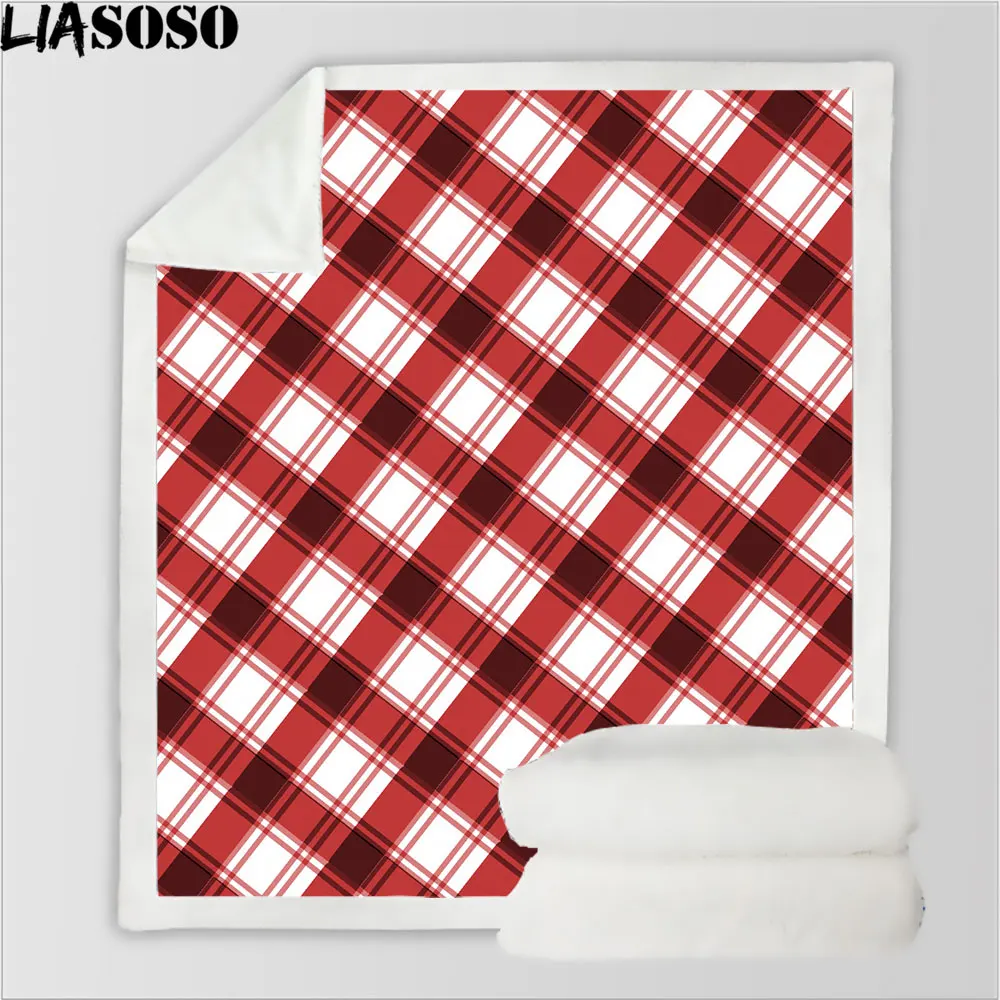 

LIASOSO Warm Plaid Blanket Euro Soft Thick Winter Bed Blankets for Chirldren Adult Office Nap Sherpa Flannal Plaid on The Sofa