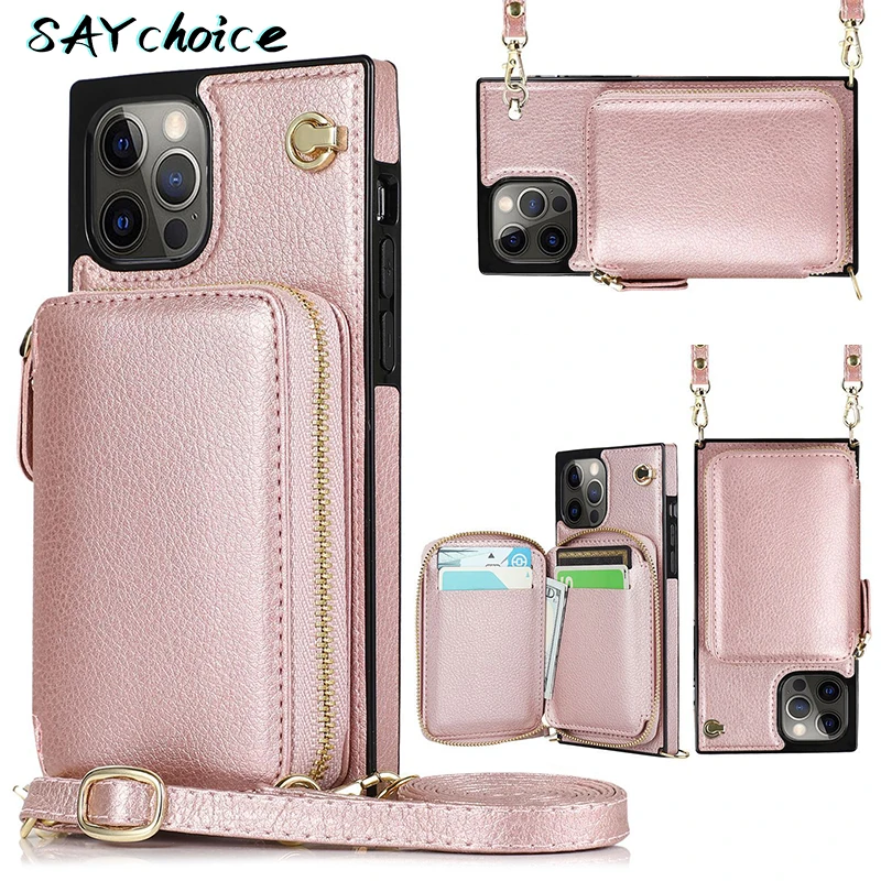

For iPhone 13 Zipper Phone Leather Case Multifunctional Apple 12 Wallet Type Protective Cover XR Crossbody Mobile Phone Case