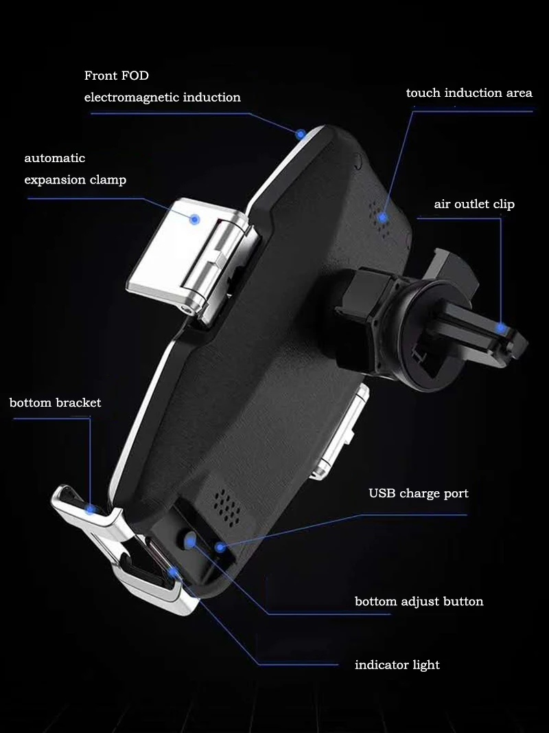 qi wireless car phone charger 15w fast charge holder mount for huawei p40 mate30pro p30pro for iphone 12 pro 11 pro max 11pro free global shipping