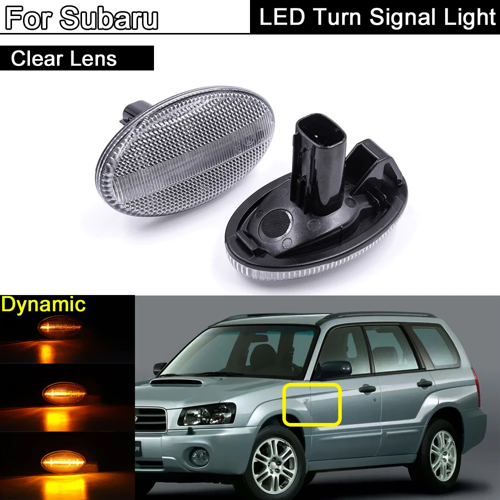 

Clear Lens LED Side Marker Light Dynamic Amber Turn Signal Lamp For Subaru Liberty 00-03 Forester 01-05 Impreza WRX STi 02-07