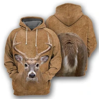 3d printed hoodie front and back deer for women unisex spring harajuku fashion animal hooded sweatshirt casual jacket pullover