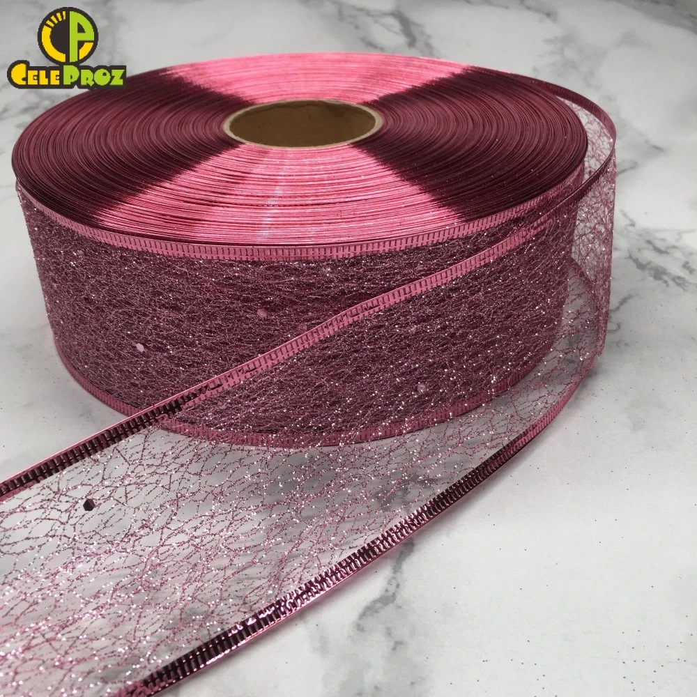 2 м Блестящая лента блестящая органза тюль рулон DIY Рождественский бантик орнамент материал ручной работы DIY аксессуары для бантов поставка