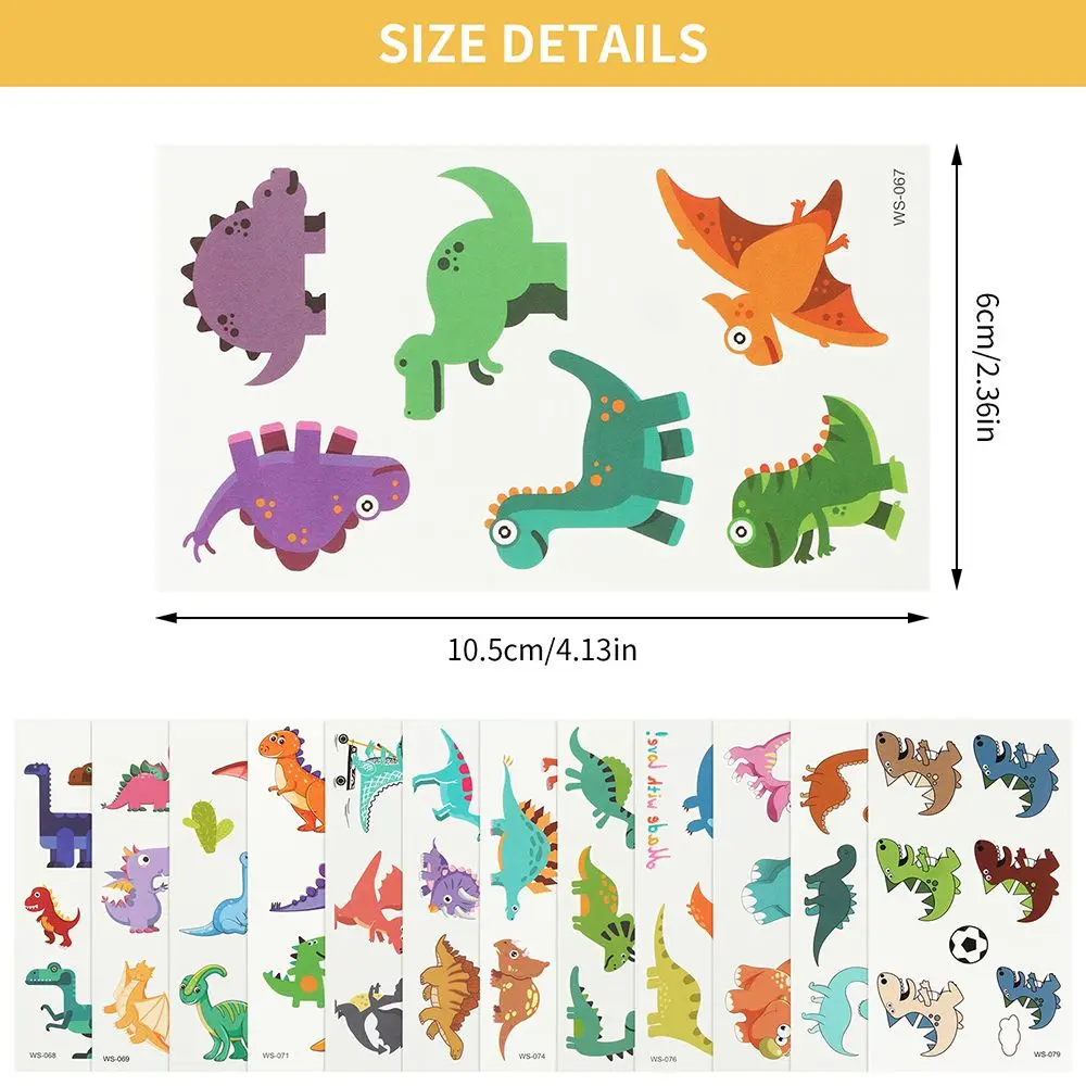Временные татуировки динозавров водонепроницаемые наклейки для тела Декор