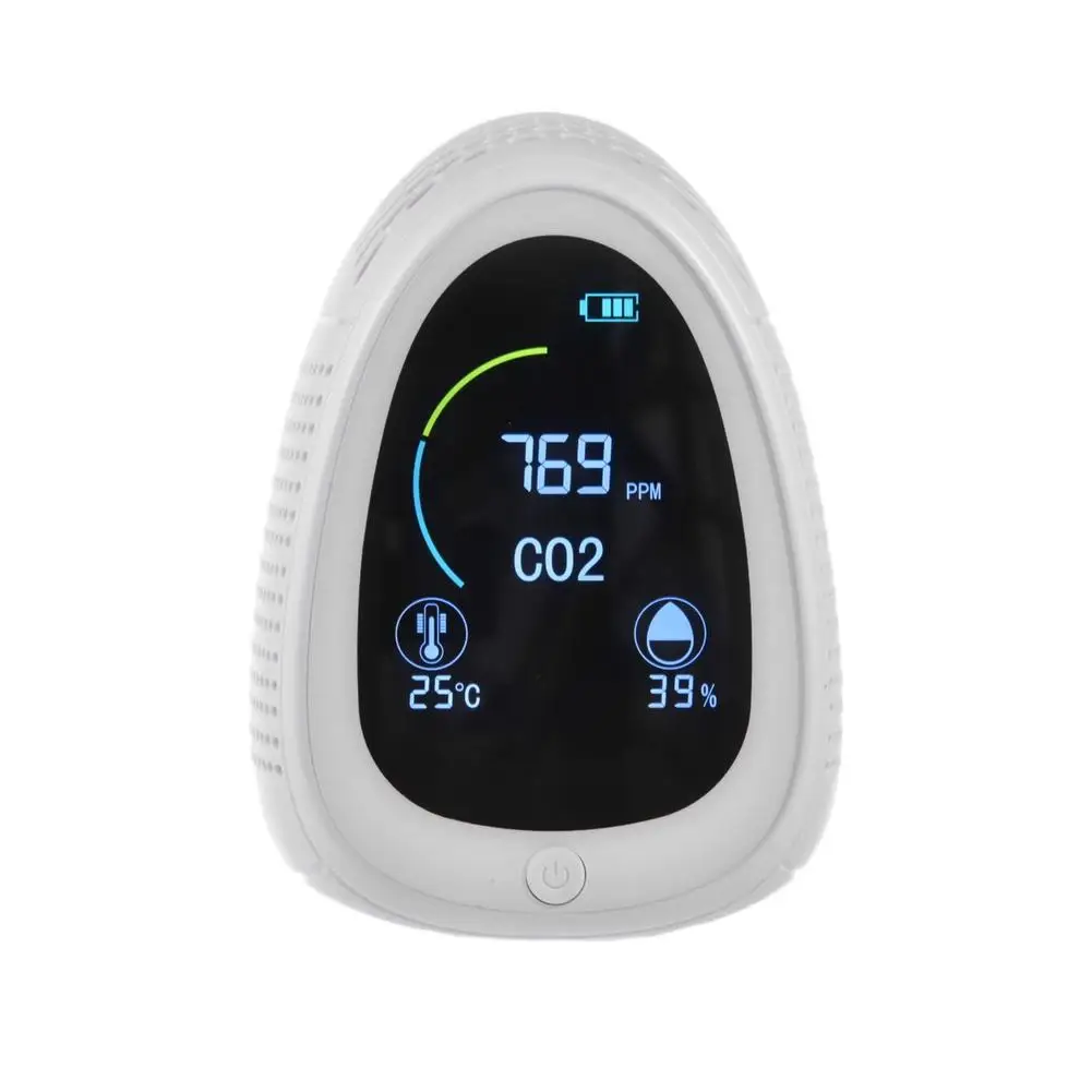 

CO2 Meter Rechargeable 0-5000PPM Air Quality Detector 3-In-1 Co2 Display Air Quality Meter Temperature Display Humidity Disp