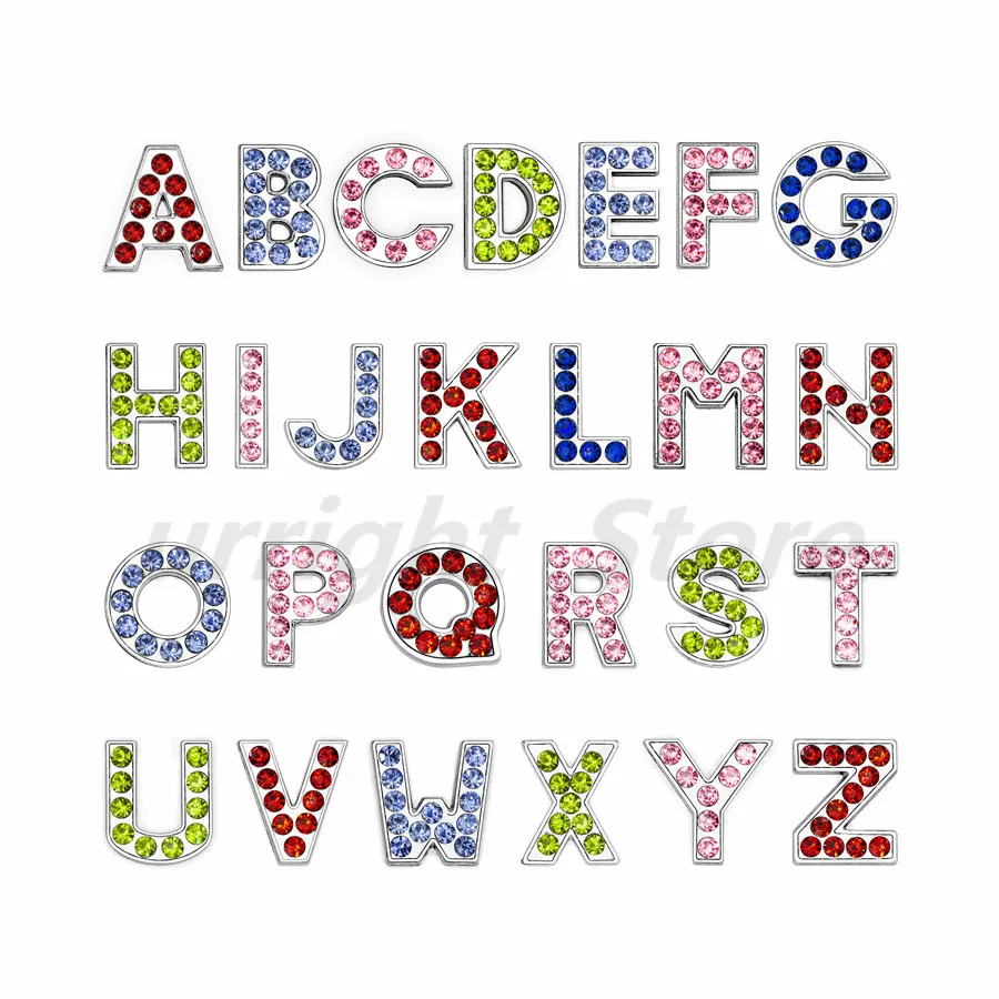 1 шт. разноцветные стразы буквы английского алфавита Внутренний диаметр: 8 мм Φ