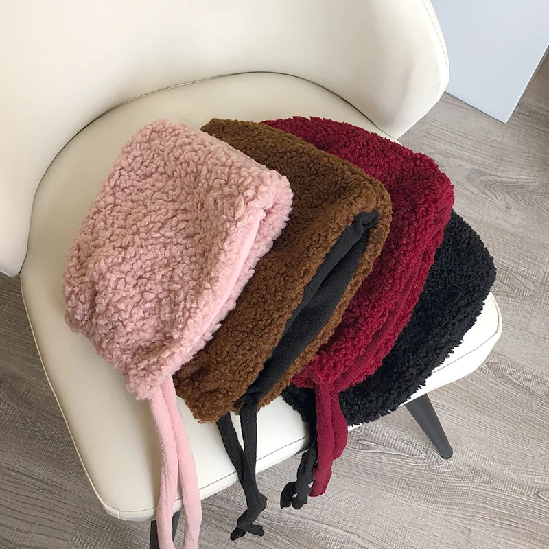 Кашемировые наушники из ягненка женская шапка на осень и зиму Корейская плюс