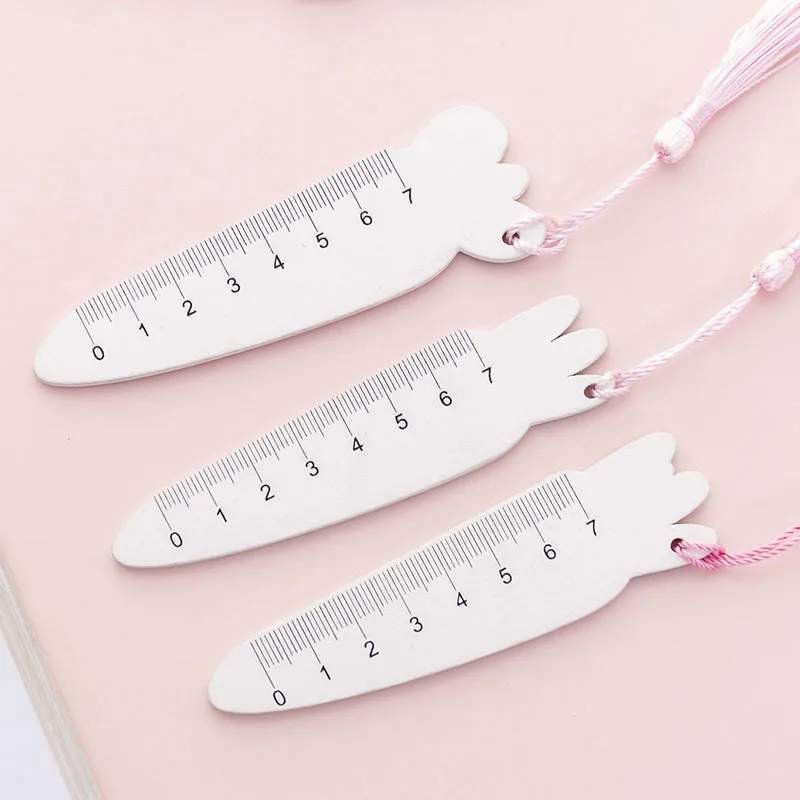 1PC Kawaii Carrot Rabbit Wood Ruler Cartoon Tassels Bookmark Creative Learn Drawing Straight Rule School Stationery Supplie Gift |