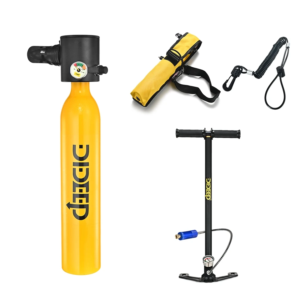 

DIDEEP Mini Scuba Diving Tank Equipment, Dive Cylinder with 7-10 Minutes Capability, 0.5 Litre Capacity with Refillable Design