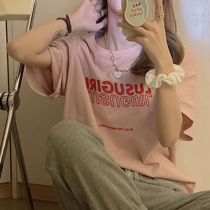 Футболка женская летняя с круглым вырезом и коротким рукавом 4 размера M-2xl |