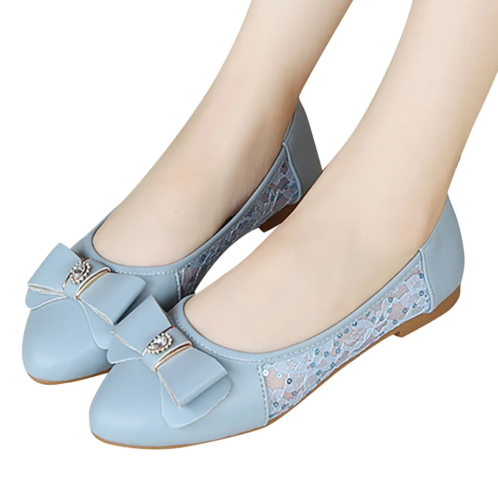 

Women's Casual Shoes Lace Openwork Breathable Rhinestone Bow Shallow Mouth Low-heeled Authentic Popular Sexy Womens Shoes