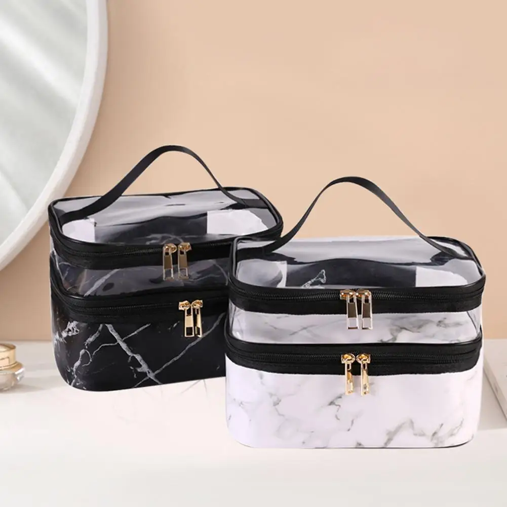 

Travel Waterproof Portable Women Makeup Bag High Toiletries Marble PVC Organizer Storage Cosmetic Cases Zipper Wash Beauty Pouch