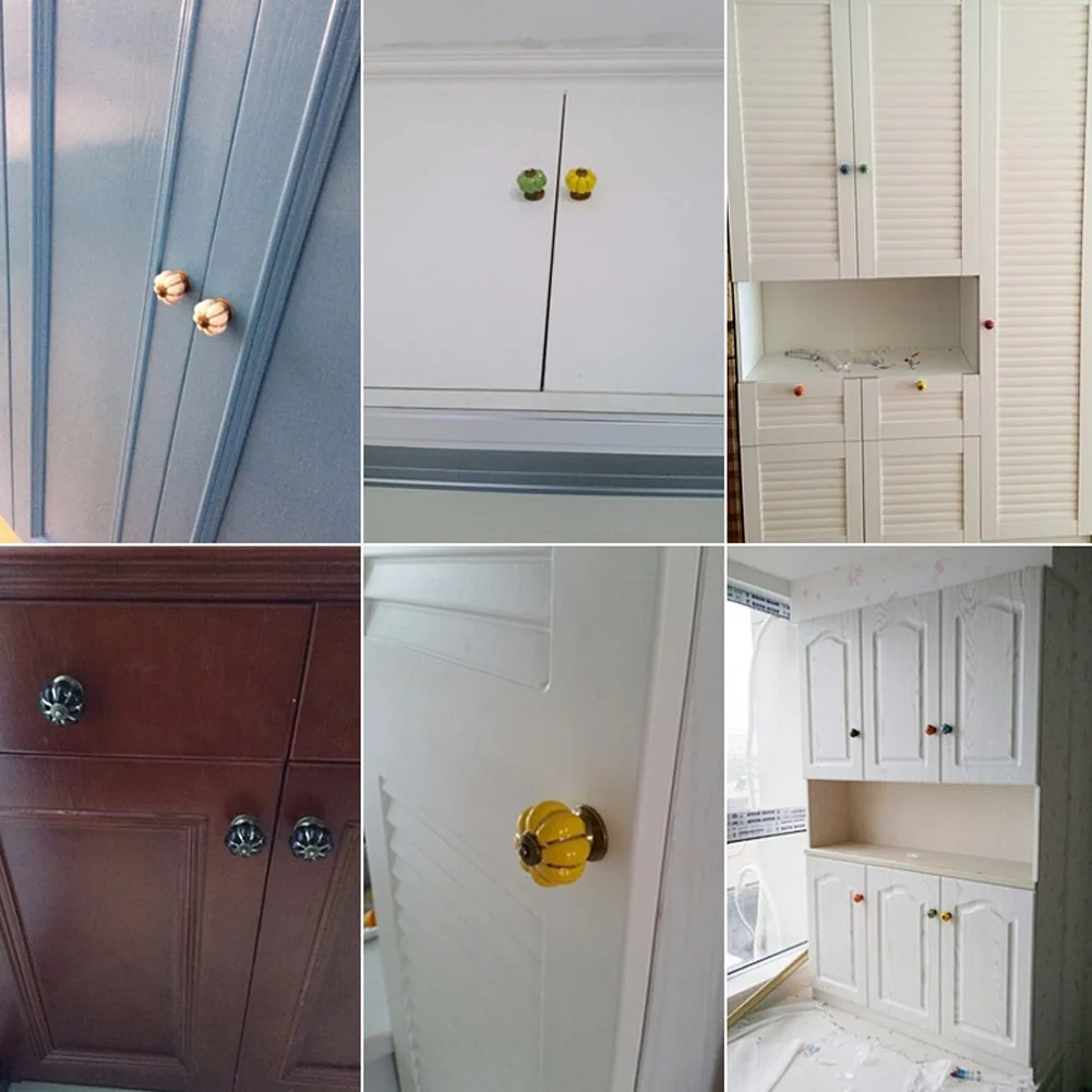 6 цветов старинная Мебельная ручка дверные ручки тыквенные керамические для