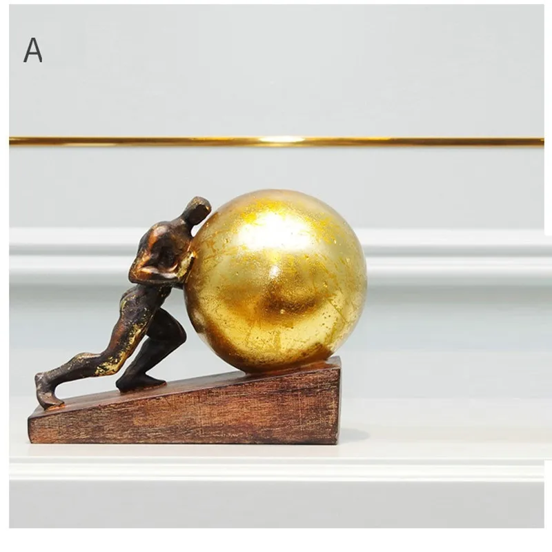 

Retro Hercules Statue Gymnastics Push Ball Sports Figure Figurine Office Hotel Clubhouse Living Room Decoration Best Gift