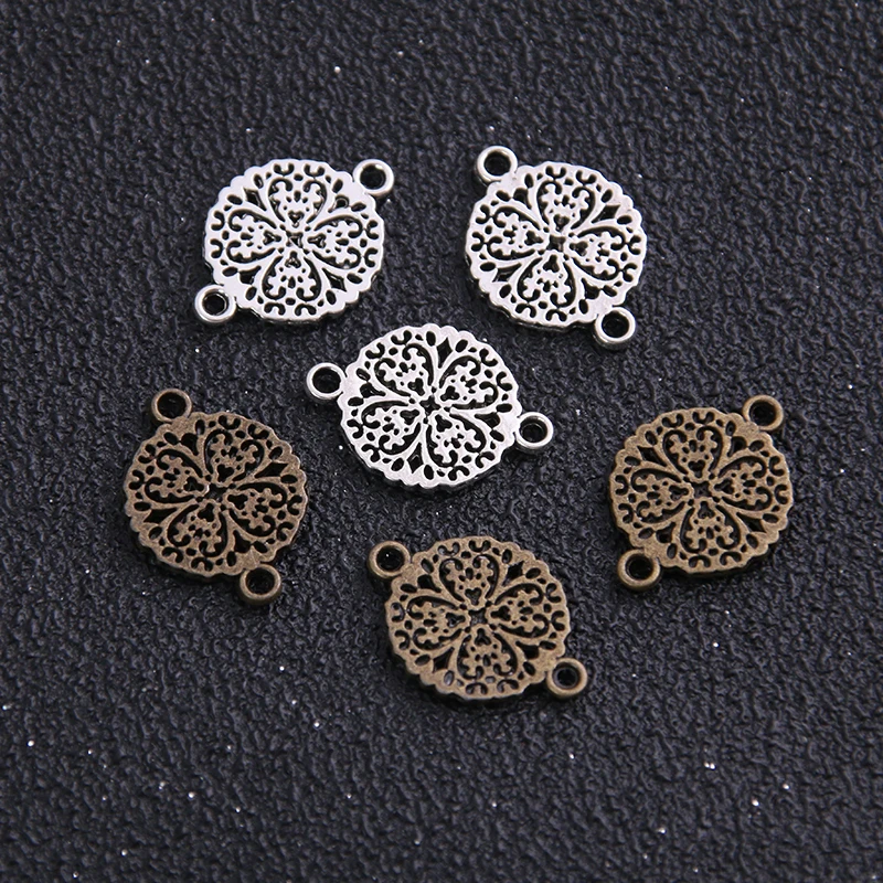 

18pcs 18*12mm New Two Color Flower Connectors Charms Plant Pendants For DIY Jewelry Handmade Making Accessorie