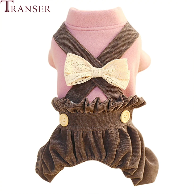 Transer Милая стильная одежда для собак с кружевным бантом и оборками Комбинезоны на