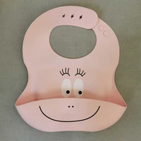 waterproof soft silicone baby bib adjustable cartoon newborn feeding food catcher with pocket unisex for baby boy girl toddlers