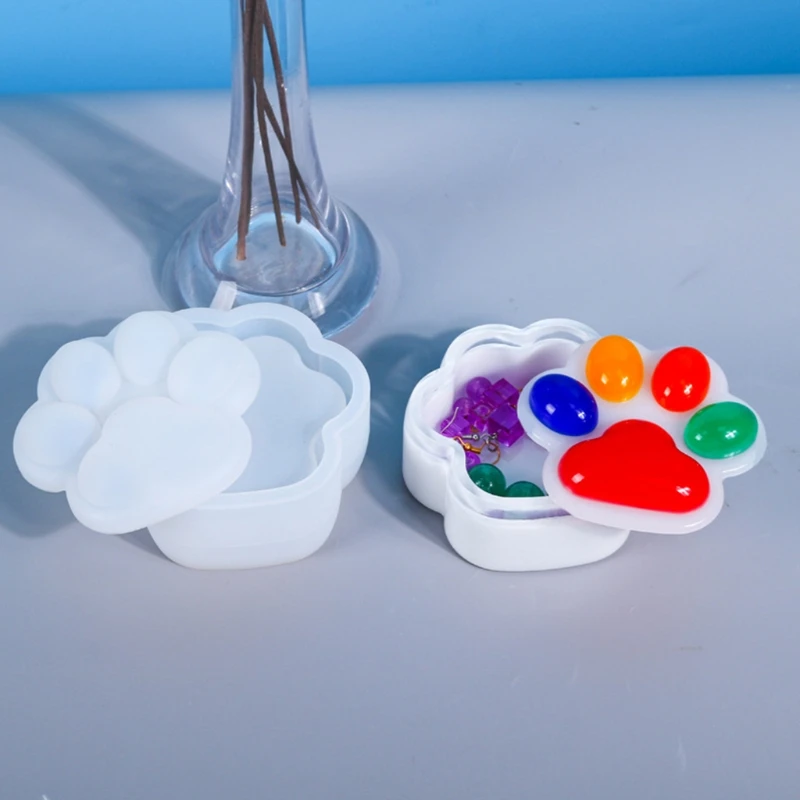

1 Set Paw Storage Box Crystal Epoxy Resin Mold Jewelry Container DIY Tools X7YA
