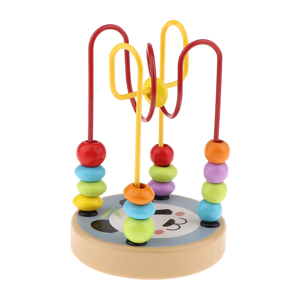 

Colorful Wooden Bead Maze Roller Coaster Activity Cube Educational Abacus Beads Circle Toys for Children Baby Toddlers Kids