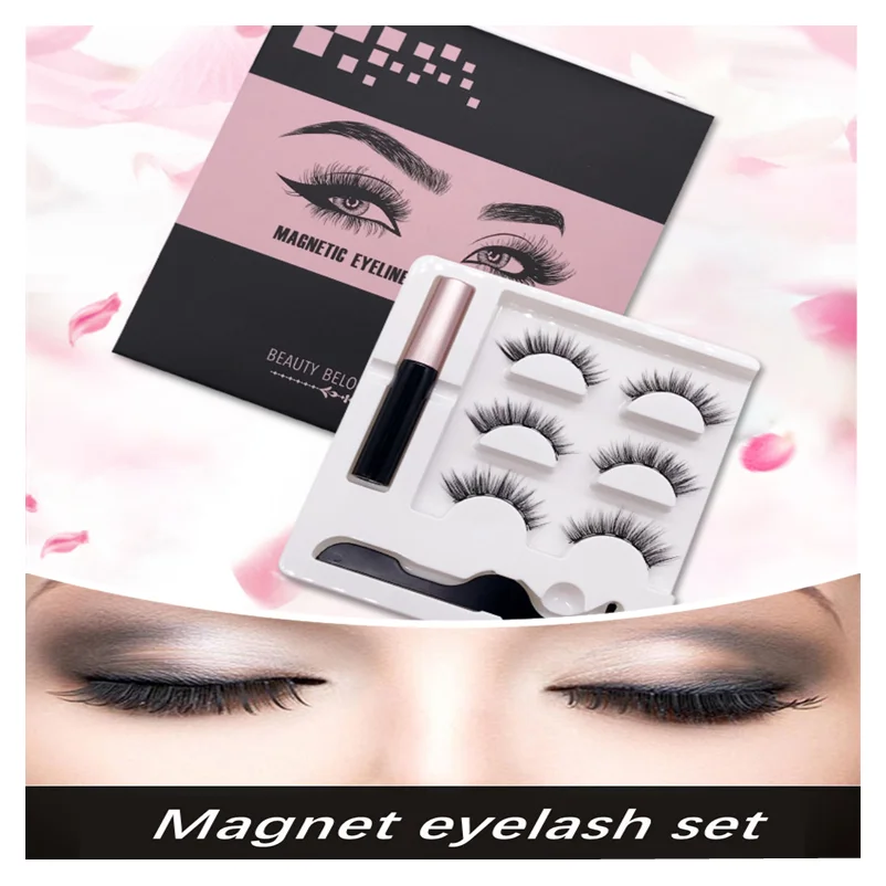 

New 3 pairs Magnetic Eyelashes Eyeliner Eyelash Curler Set 5 Magnet Natural Long Magnetic False Eyelashes With Magnetic Eyeliner