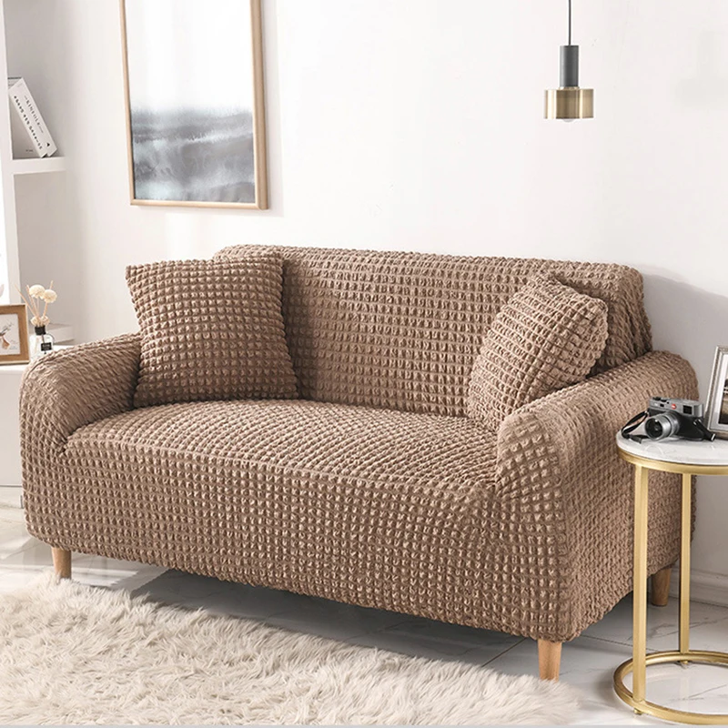 

Solid Color Elastic Sofa Cover for Living Room Plaid Stretch Sectional Slipcovers Sofa Couch Cover L Shape 1-4 Seater