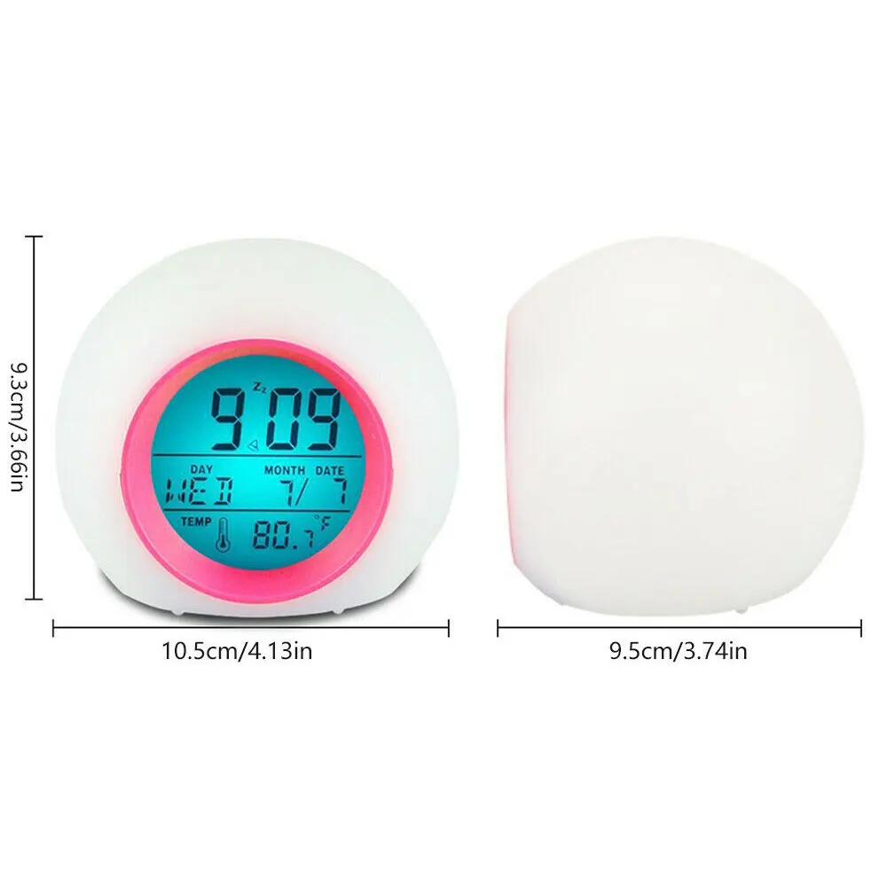 

Alarm Clock Digital LED Thermometer Night Light Changing Clock for Kid Glowing Cute Alarm Clock For Children