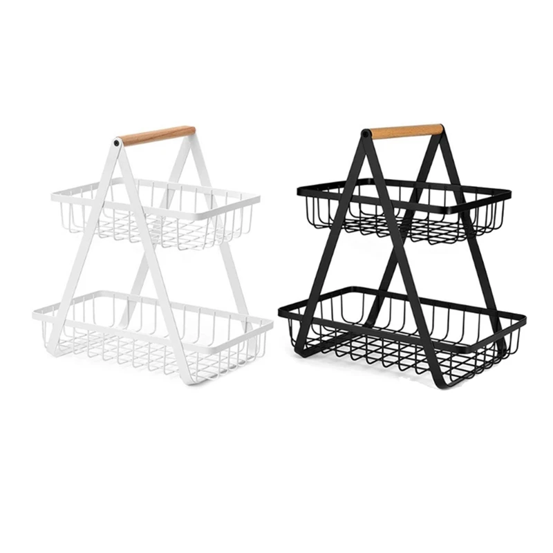 

2-уровневая металлическая корзина для фруктов, портативная кухонная стойка для хранения, полка для фруктов, Бытовые туалетные принадлежнос...