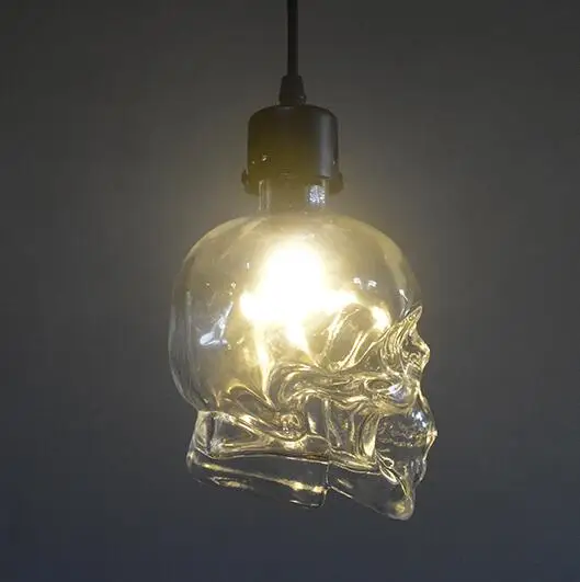 

G9 LED Bulb Retro Human Skull Clear Glass Pendant Light Fixture Home Deco Demon Skull Ghost Evil Skeleton Pendant Lamp