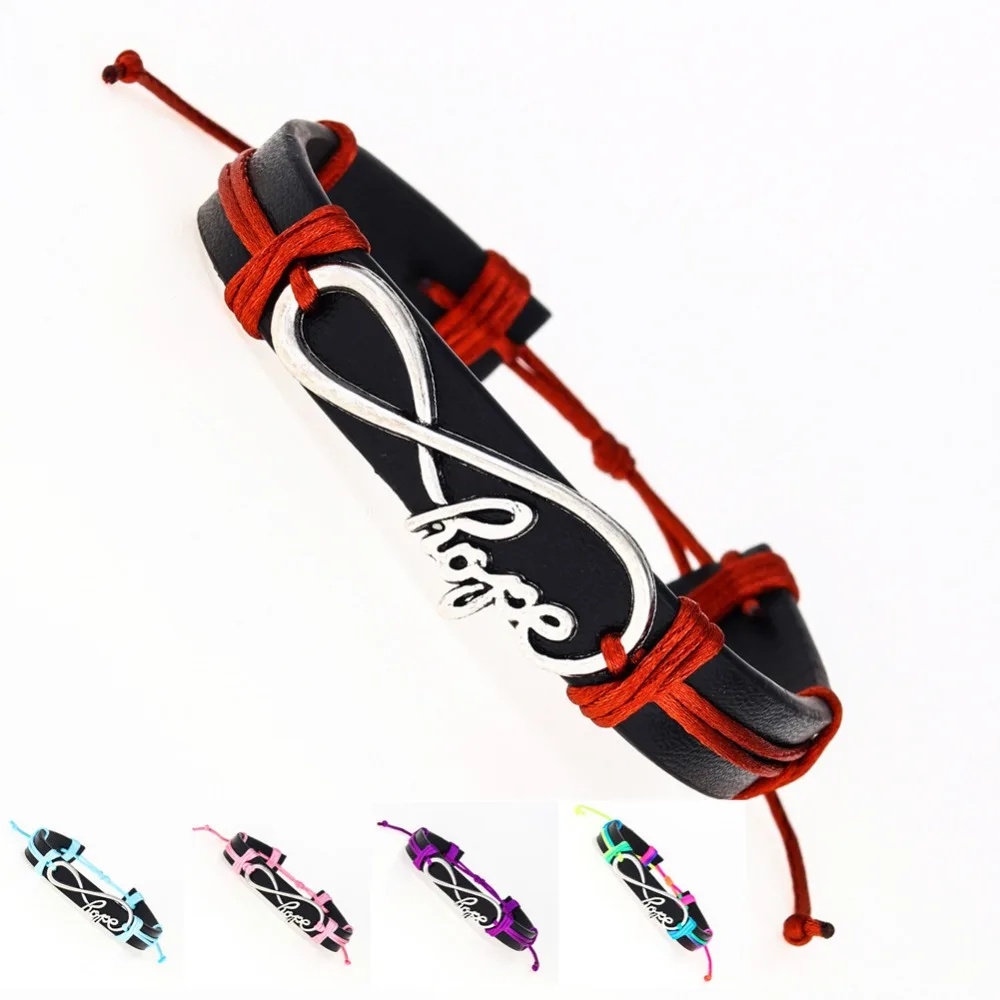 Женский элегантный кожаный браслет с подвеской в виде знака