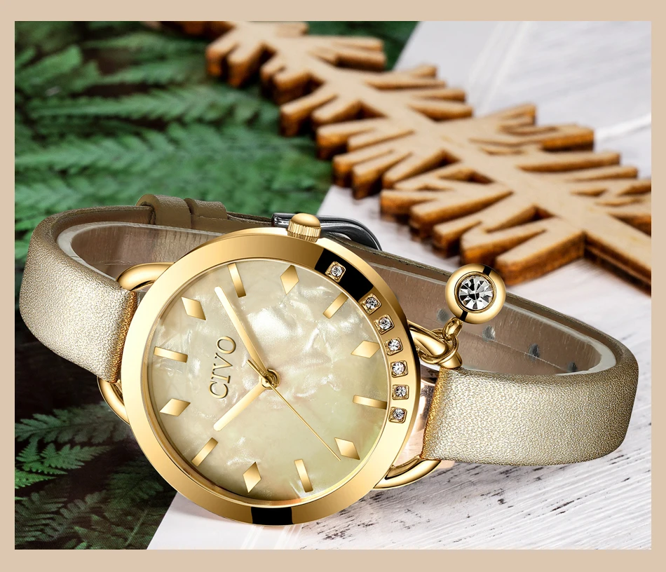 Relogio feminino CIVO модный синий кожаный ремешок женские наручные часы Роскошные Кристальные водонепроницаемые повседневные часы женские подарочные часы
