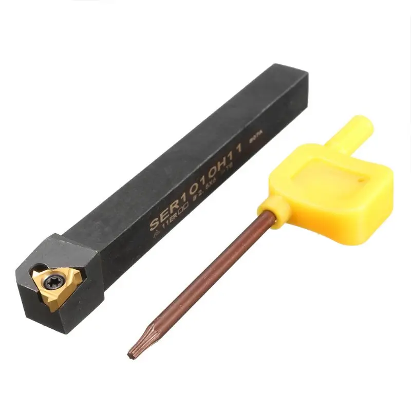 

1pc SER1010H11 Lathe Turning Tool Holder Boring Bar + 1pc 11ER AG60 Carbide Insert Blade + 1pc Wrench