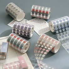 1250 Pcs/ Roll Color dots Masking Washi Tape Round PET Decorative Adhesive Tape Diy Scrapbooking Sticker Label Stationery
