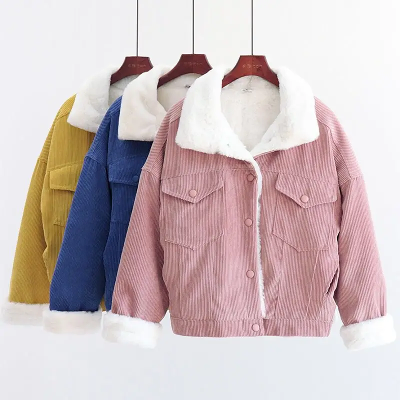Женская Вельветовая куртка на мягкой меховой подкладке с подкладкой|Женские