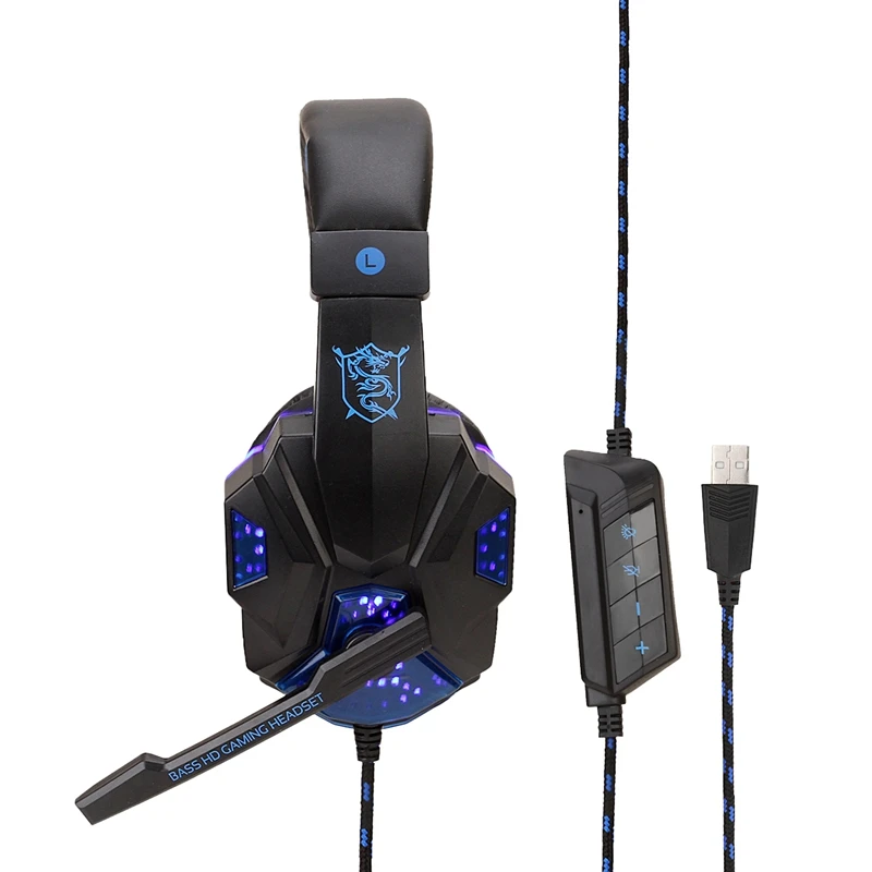 SY830 гарнитура проводные наушники игровая USB светящиеся геймеры стерео складные