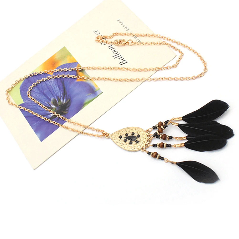 1 шт. элегантное винтажное Стильное ожерелье с кисточкой и перьями ожерелье-чокер