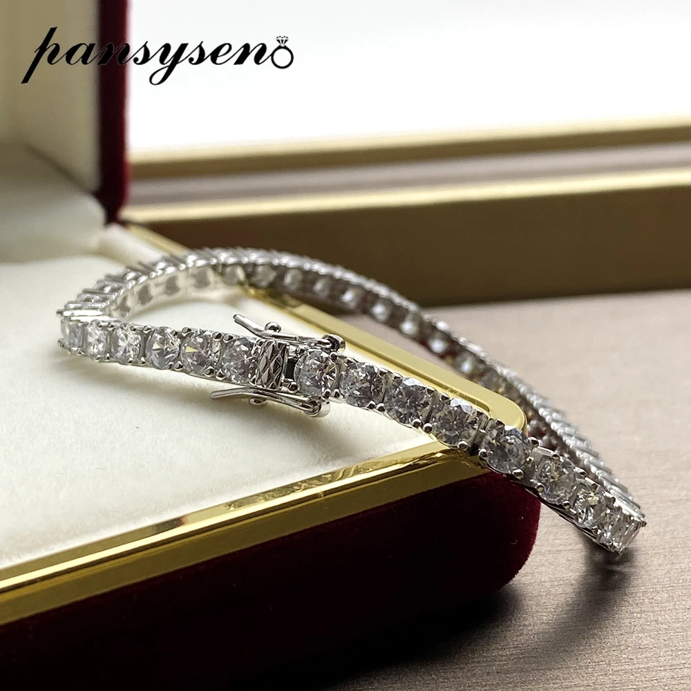 100% 925 Sterling Silver 4MM Simulated Moissanite Diamond Gemstone Charm Bracelets for Women Wedding Fine Jewelry Drop Shipping