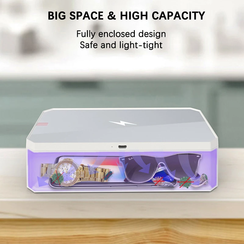 

3 in 1 Smart Phone UV Sterilizer Portable Wireless Charger Box Qi 10W Wireless Fast Charger with Ultraviolet Disinfection Box
