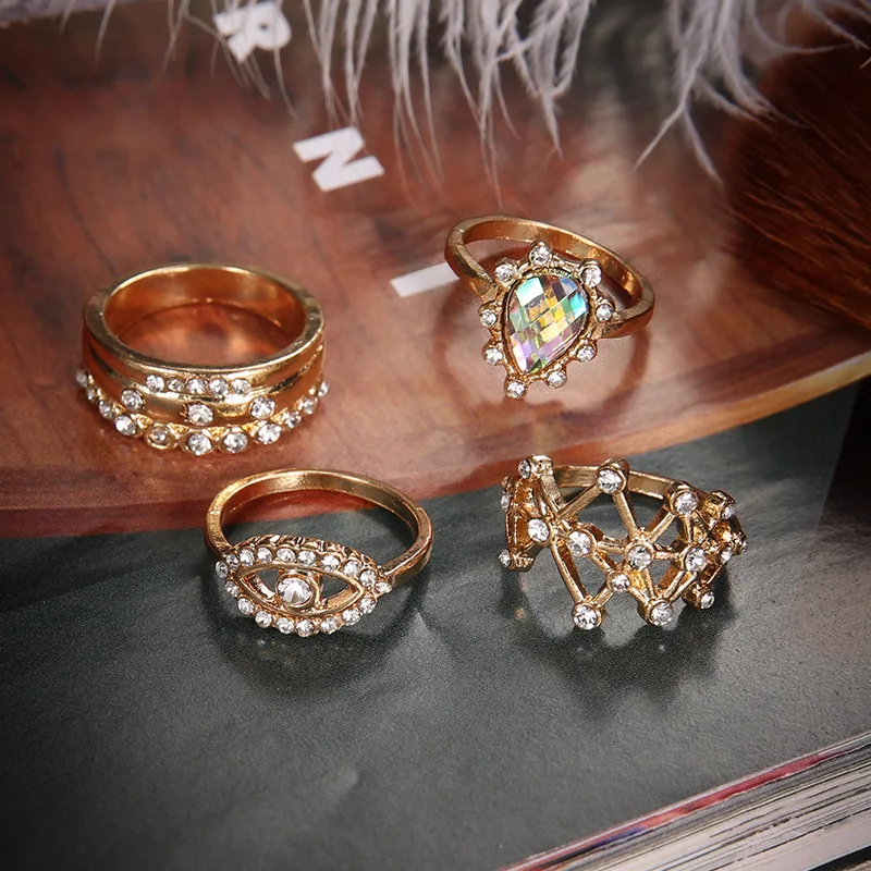 Новый Узор индивидуальный Модный золотой дьявол глаз звезды капельное кольцо 4