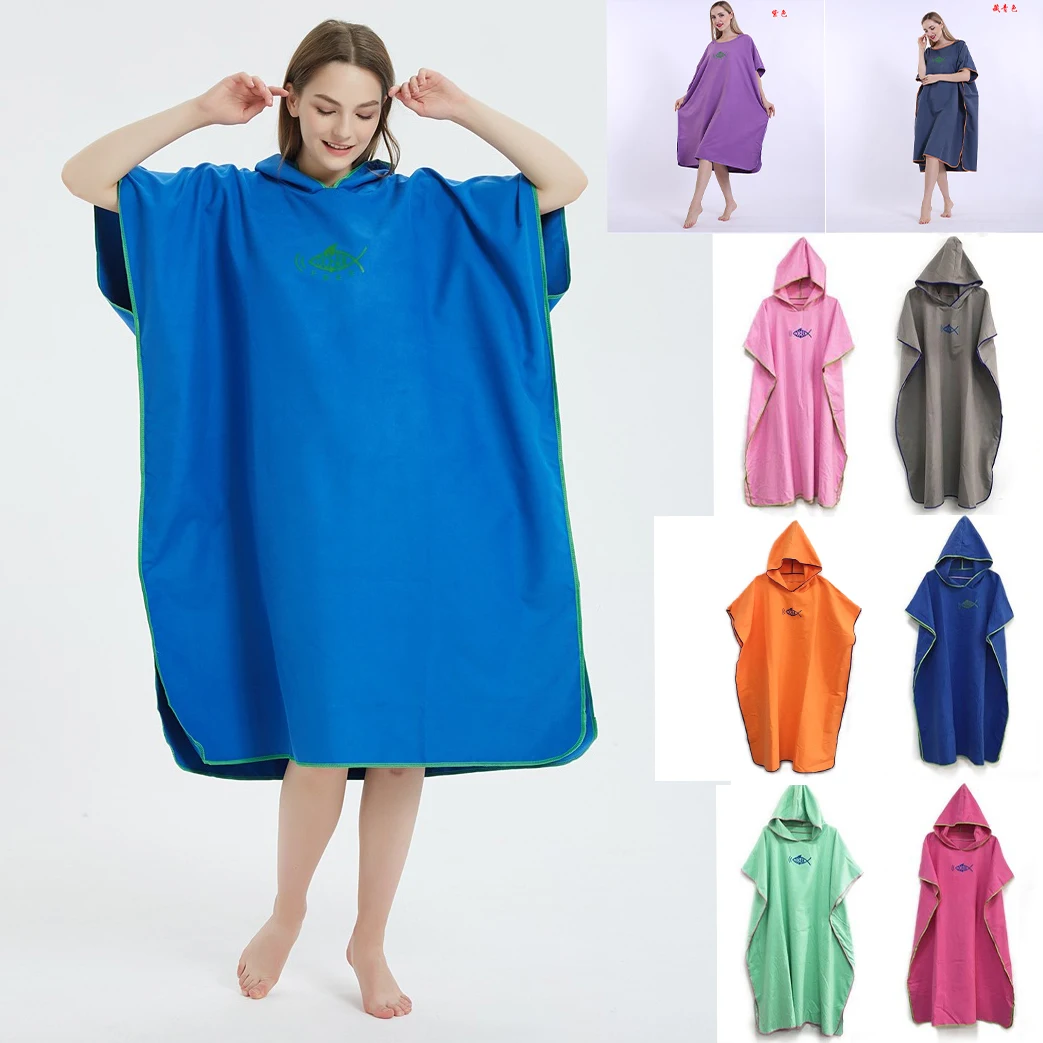 

Beach Changing Towel Quick-Dry Surf Poncho Robe with Hooded Wetsuit Surfing Swimming Towel Robe for Unisex Women Men