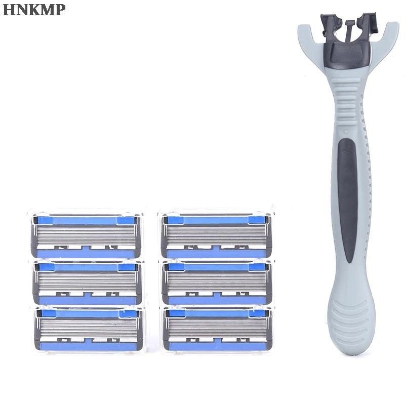 

1pc Razor Handle + 12pcs Stainless Steel Six-layer Blade Razor Head Male Face Cleansing Care Tool