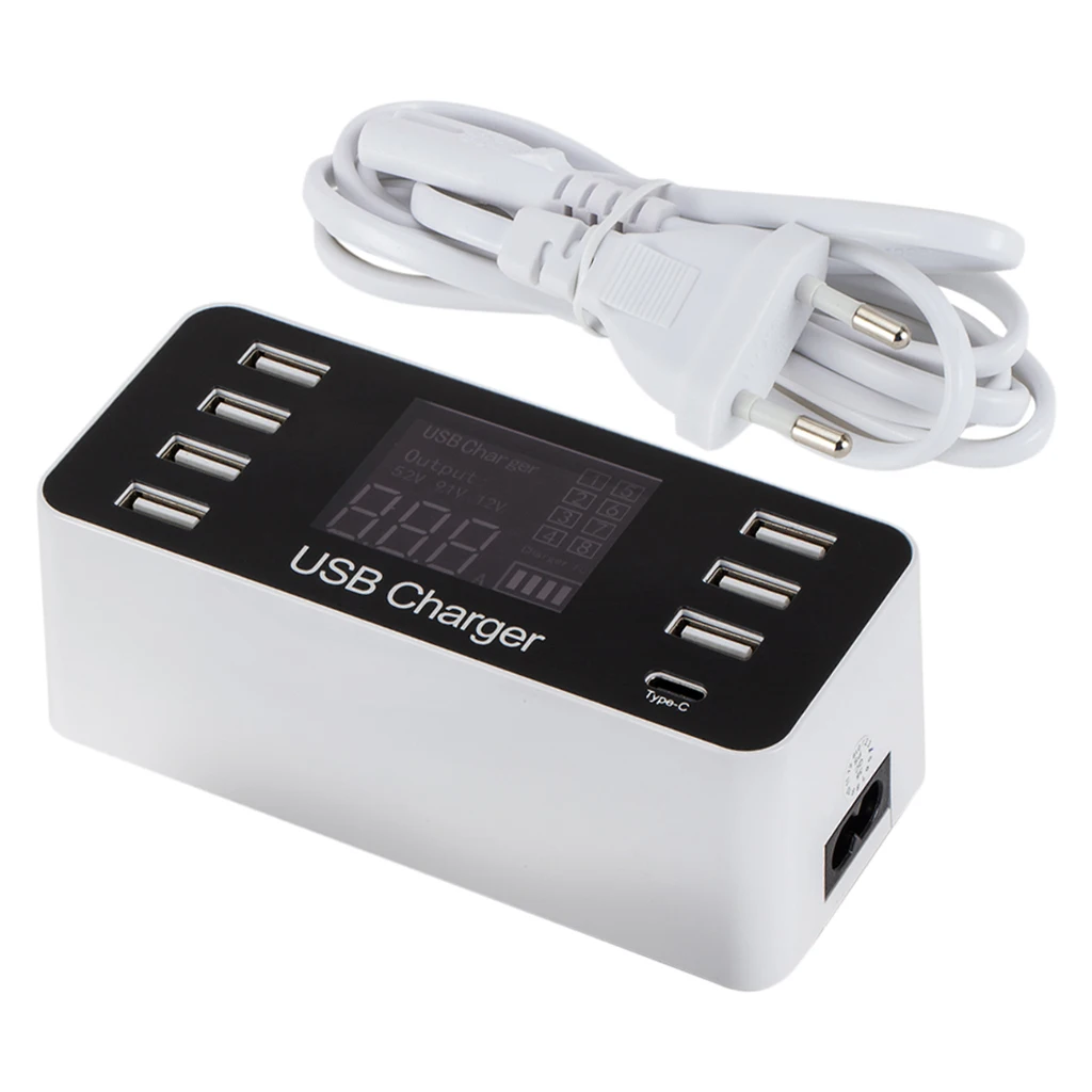 Многопортовое 7-портовое настольное умное зарядное устройство USB Type C 5V/8A для iPad