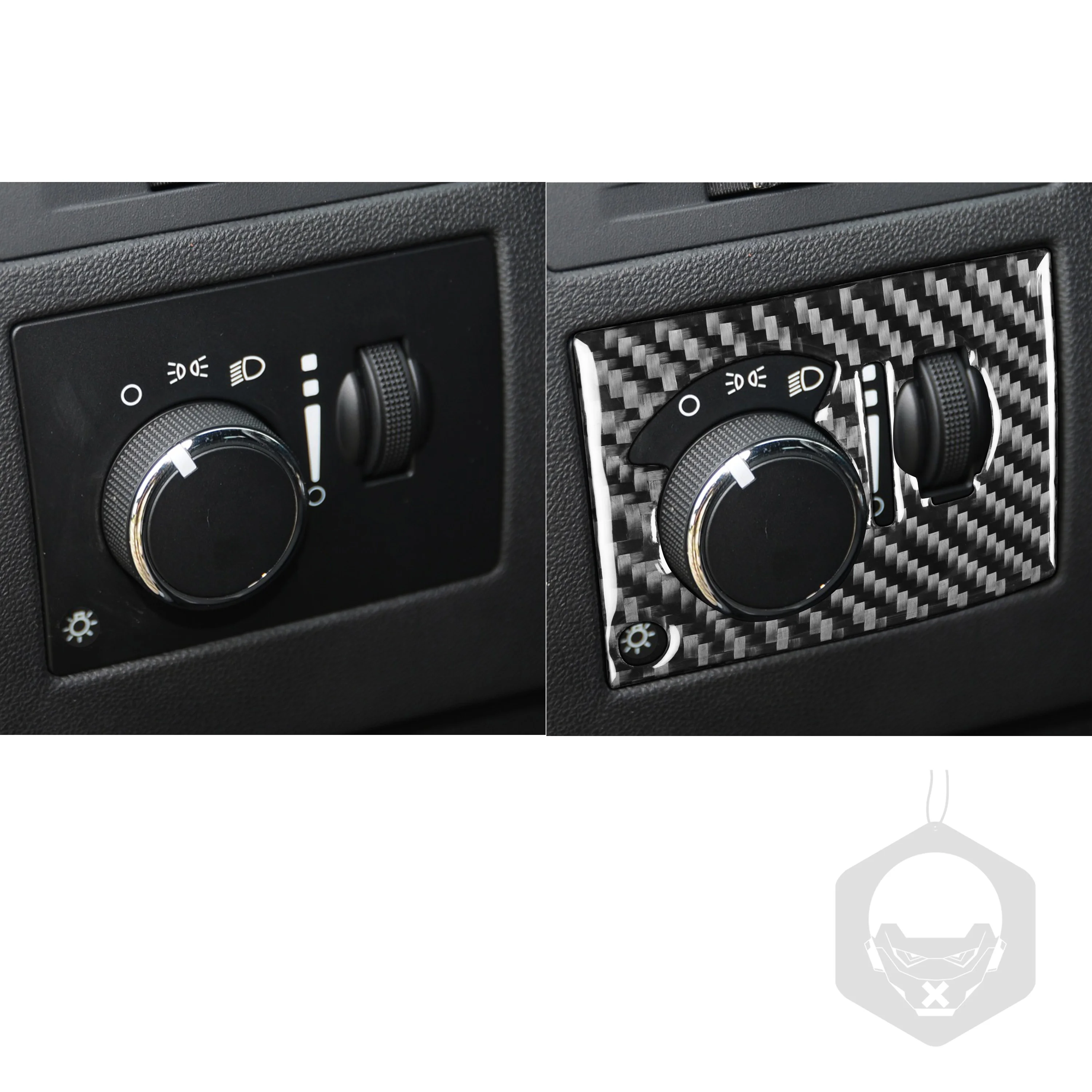

Car Accessories Black Carbon Fiber Car Stickers Headlight Switch A For Dodge Challenger 2008-2014