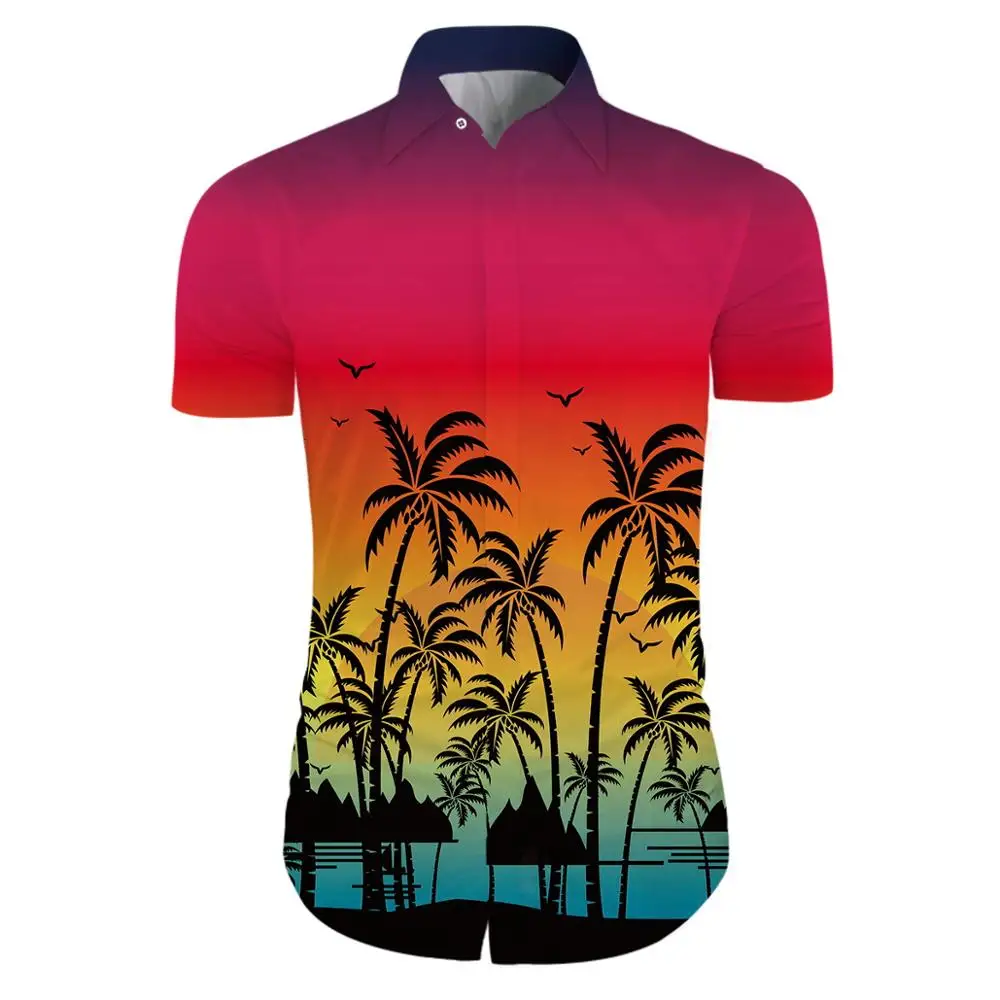 Мужские короткие рубашки с 3D принтом европейские размеры мужские элегантные