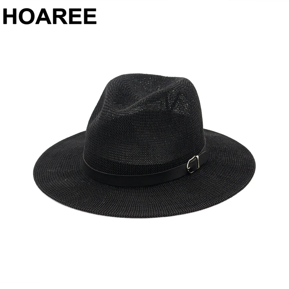 Шляпа HOAREE соломенная для мужчин и женщин Панама от солнца Пляжная с широкими