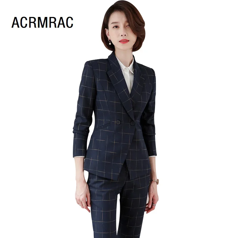 

Women suits Slim spring Long sleeve jacket pants 2-piece set OL Formal Business Women pants suits Woman set suits 6963