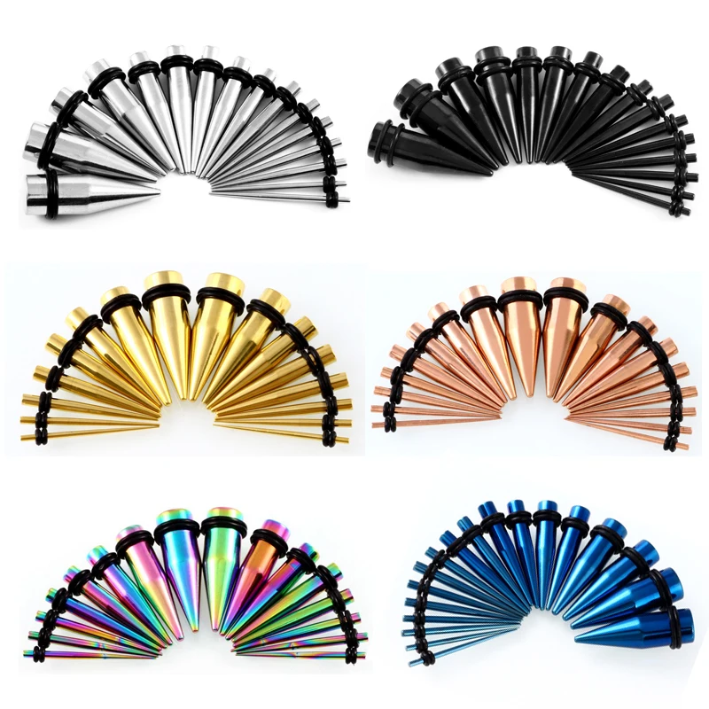 

1.6mm-10mm 2Pcs Stainless Steel Ear Taper Expander Piercing Ear Stretching Kit Gauges Earring Piercing Ear Tunnel Body Jewelry