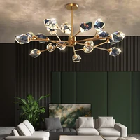 led postmodern crystal copper designer round chandelier lighting lustre suspension luminaire lampen for dinning room